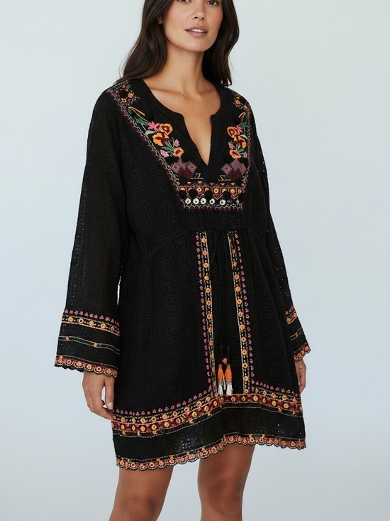HEMANT & NANDITA Dresses & Skirts - Revolve Hemant & Nandita Boho Embroidered Eyelet Dress